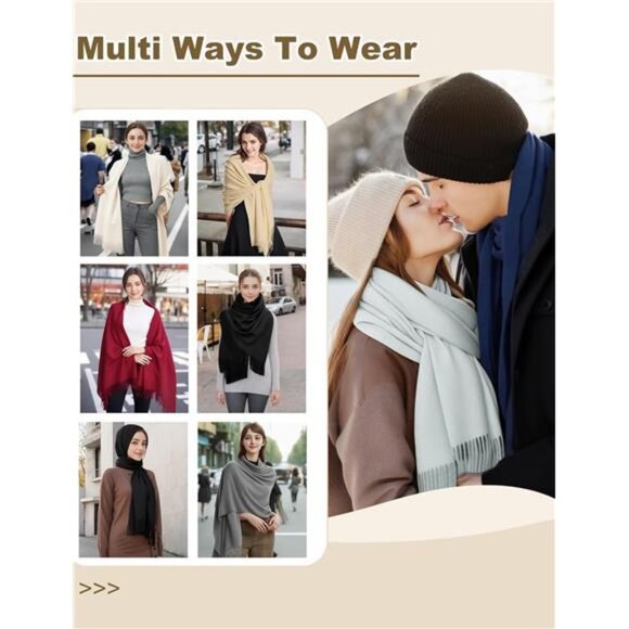 Womens Pashmina Shawl Wrap Soft Evening Wedding Party Scarf Lightweight Warm - Picture 4 of 7